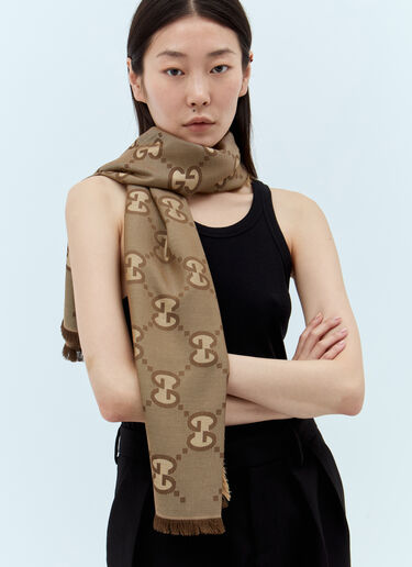 Gucci GG Jacquard Scarf Brown guc0257074