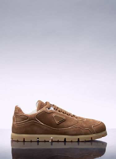 Prada Downtown Delavé Suede Sneakers Brown pra0258033