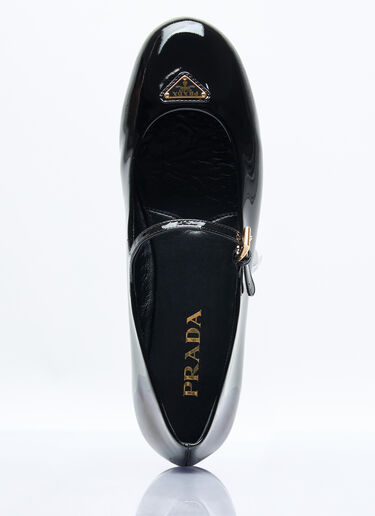 Prada Logo Plaque Patent Ballerina Flats Black pra0258025