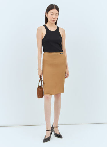 Miu Miu Silk Skirt Brown miu0258010