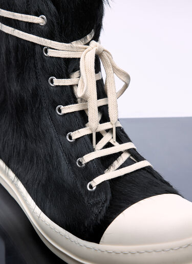 Rick Owens Pony-Hair High-Top Sneakers Black ric0156014