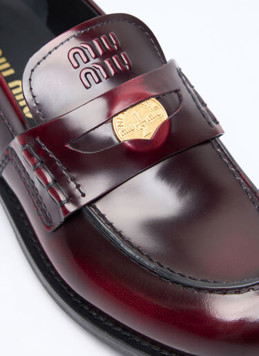 Miu Miu Leather Penny Loafers Burgundy miu0258021