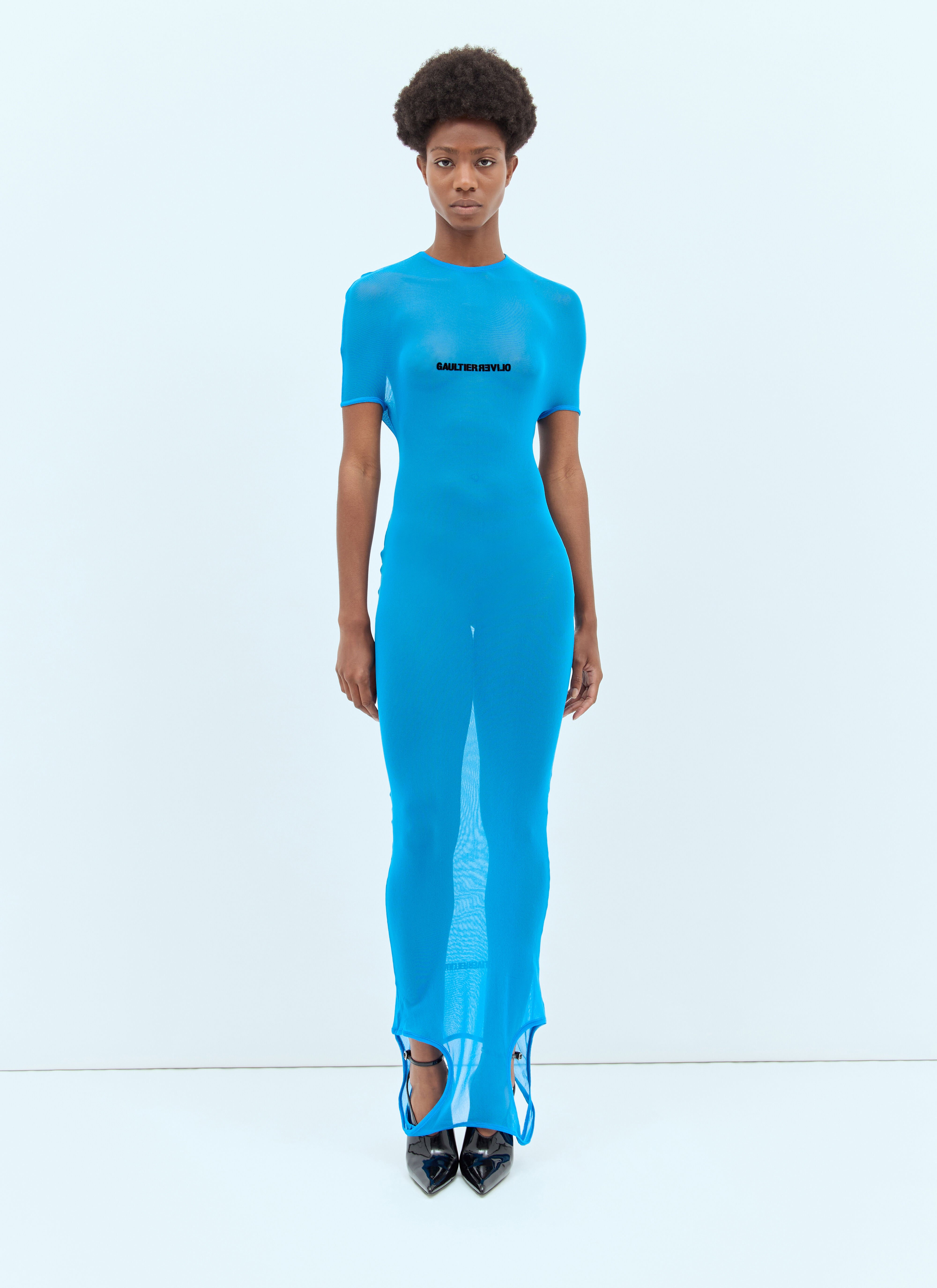 Jean Paul Gaultier Double Neckline Maxi Dress Blue jpg0258010