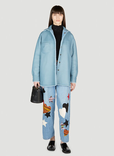 Marni Opal Reversible Leather Jacket Blue mni0253021