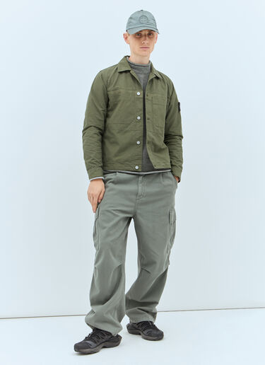 Stone Island Logo Patch Overshirt Green sto0158034