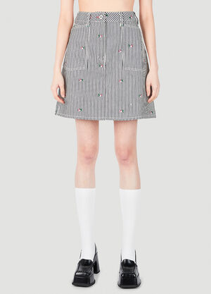 Kenzo Floral Stripe Denim Mini Skirt Beige knz0253016