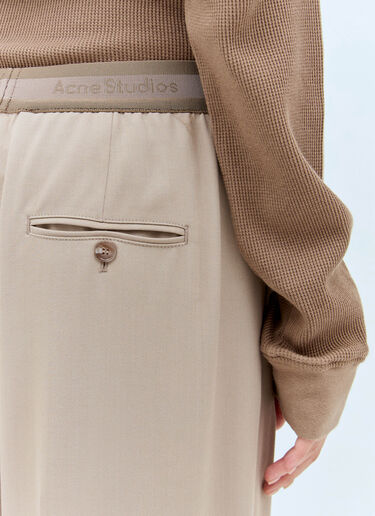 Acne Studios Logo Waistband Tailored Pants Beige acn0257018