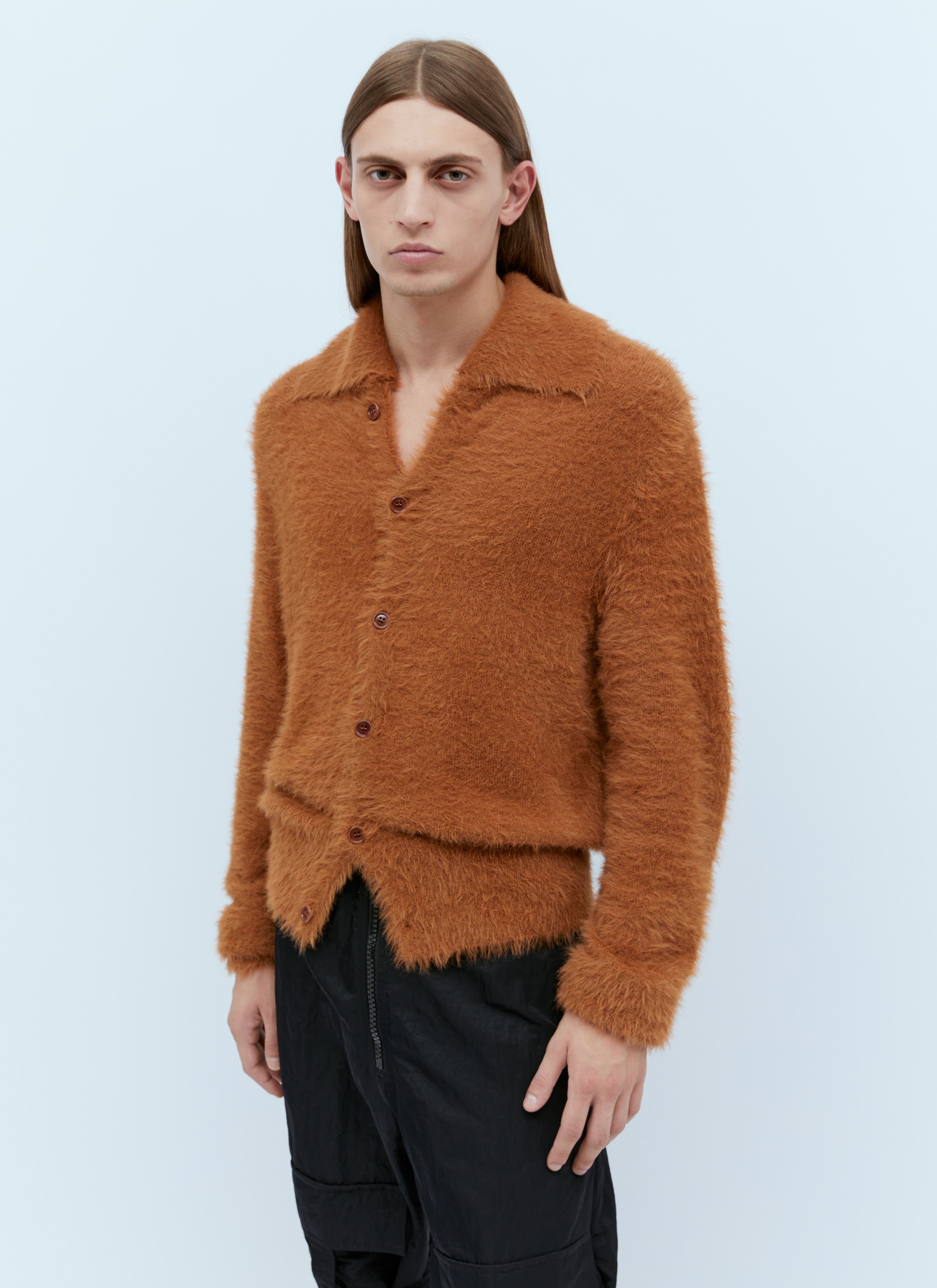 Dries Van Noten Soft-Fluffy Knit Cardigan in Camel | LN-CC®