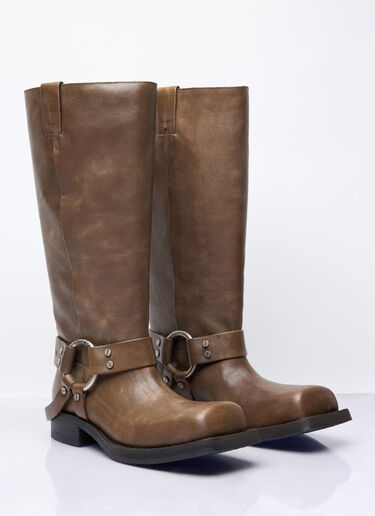 Acne Studios Leather Buckle Boots Brown acn0257009