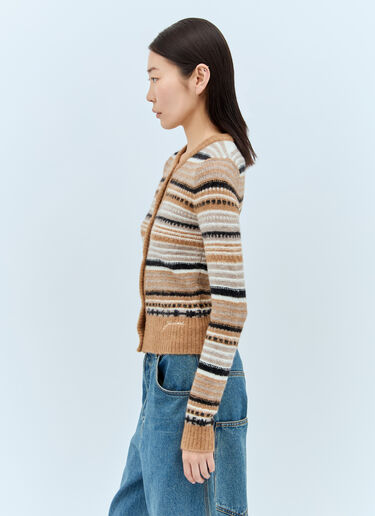 GANNI Stripe Wool-Blend Cardigan Beige gan0257020