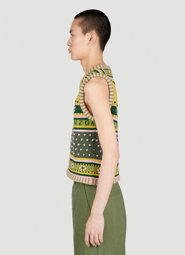 Kenzo Fairisle Knit Jumper Vest Green knz0154010