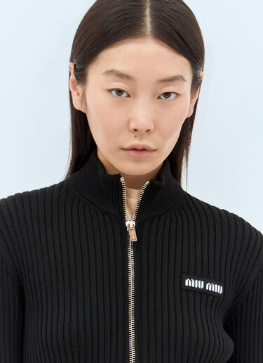 Miu Miu Wool Rib Cardigan Black miu0258001