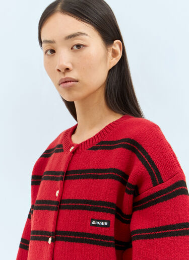 Miu Miu Stripe Cardigan Red miu0358001