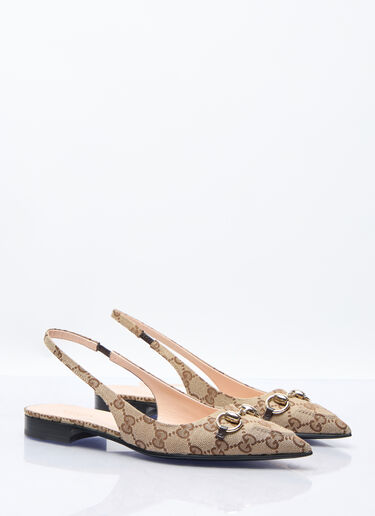 Gucci Horsebit Slingback Ballerina Flats Beige guc0257048