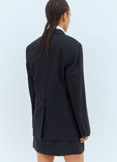 Miu Miu Logo Patch Pinstripe Blazer Blue miu0258015