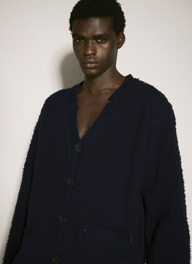 Yohji Yamamoto Textured Knit Cardigan Navy yoy0158008