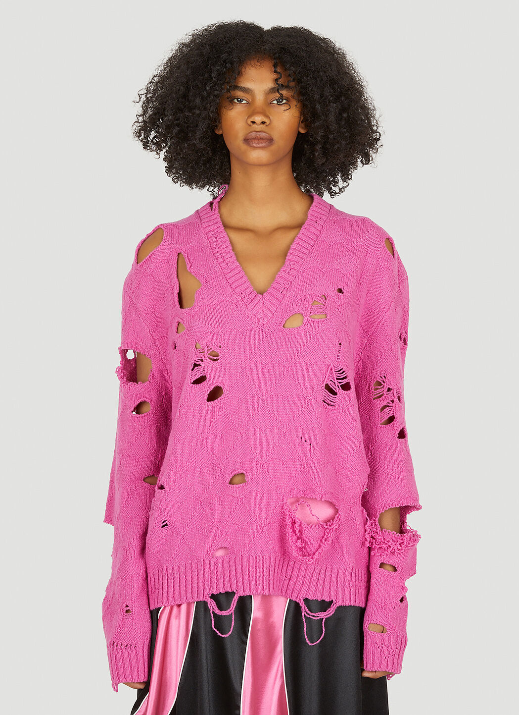 Meryll Rogge Women's Broken Hearts Distressed Sweater in Pink | LN-CC®