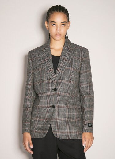 Prada Prince Of Wales Single-Breasted Blazer Grey pra0258021