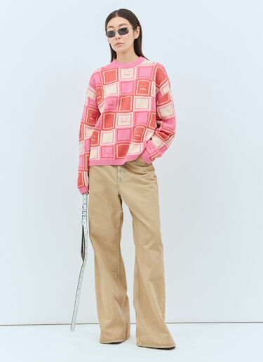 Acne Studios Face Jacquard Sweater Pink acn0257002