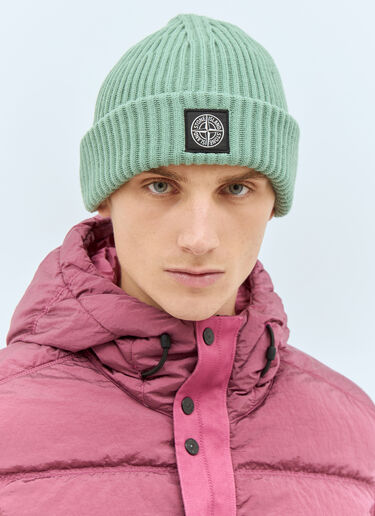 Stone Island Logo Patch Beanie Hat Green sto0158065