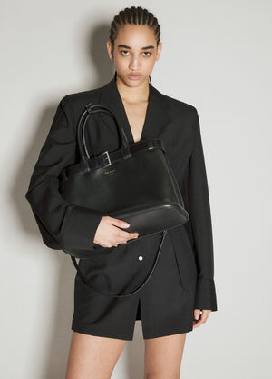 Prada Buckle Large Leather Handbag Beige pra0256027