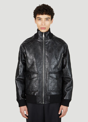 Black GG-embossed leather suit blazer, Gucci