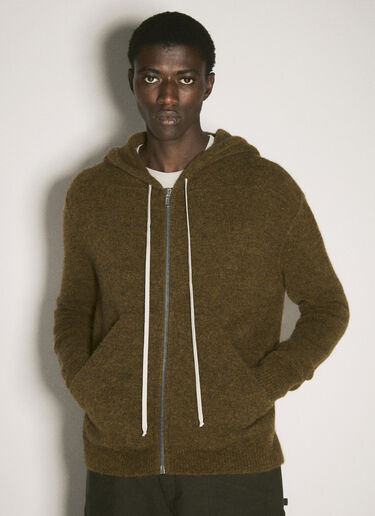 Rick Owens Zip-Up Hooded Sweater Green ric0157012