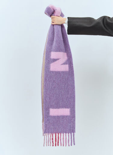 Marni Maxi Logo Mohair And Wool Scarf Purple mni0257017