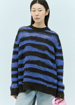Burberry Distressed Stipe Sweater Beige bur0257007
