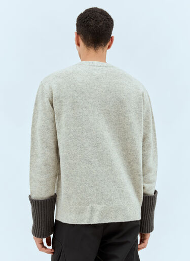 Dries Van Noten Contrast Cuffs Wool Sweater Grey dvn0158025