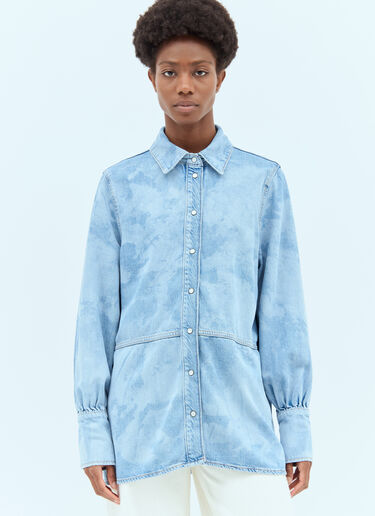 GANNI Bleach Denim Shirt Blue gan0256009