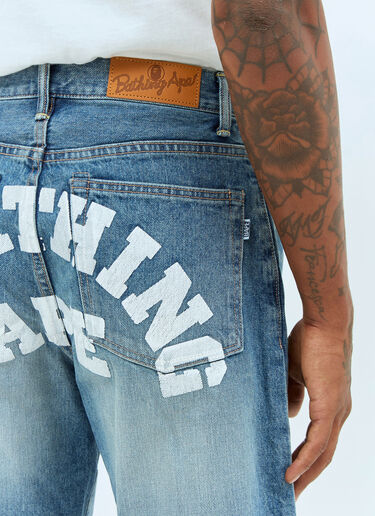 A BATHING APE® College Denim Shorts Blue aba0156008