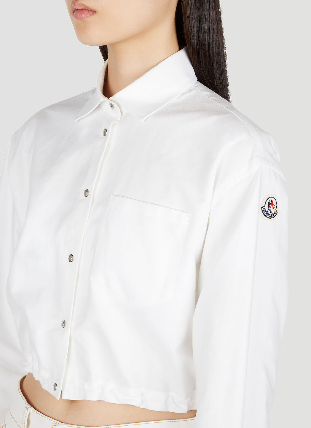 Moncler ウィメンズ ホワイト クロップドロングスリーブシャツ | LN-CC®