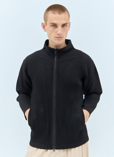 Homme Plissé Issey Miyake Pleated Zip-Up Cardigan Black hmp0157022