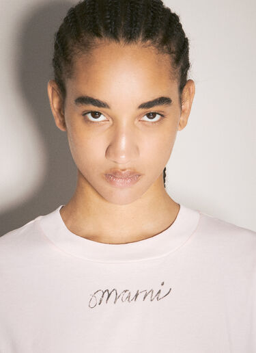 Marni Logo Print T-Shirt Pink mni0257016