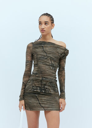 Blumarine Gathered Midi Dress Khaki blm0253009