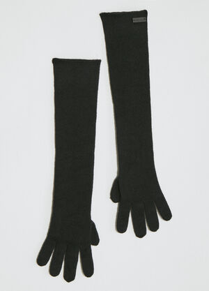 Saint Laurent Long Cashmere Knit Gloves Black sla0256031