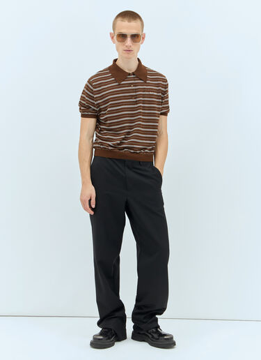 Miu Miu Striped Polo Shirt Brown miu0157002