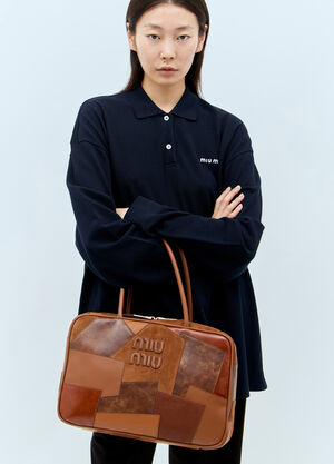 Miu Miu Leather Patch Handbag Beige miu0257013