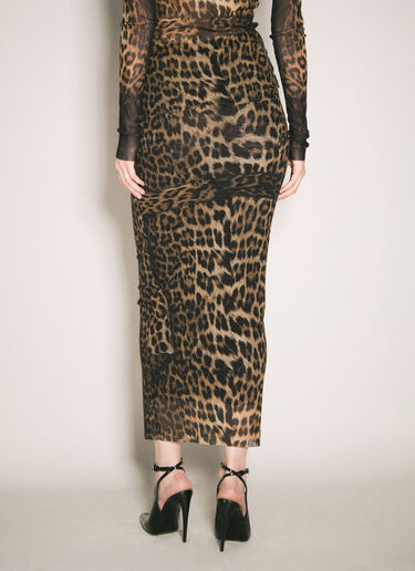 Jean Paul Gaultier Leopard Mesh Maxi Skirt Black jpg0258033