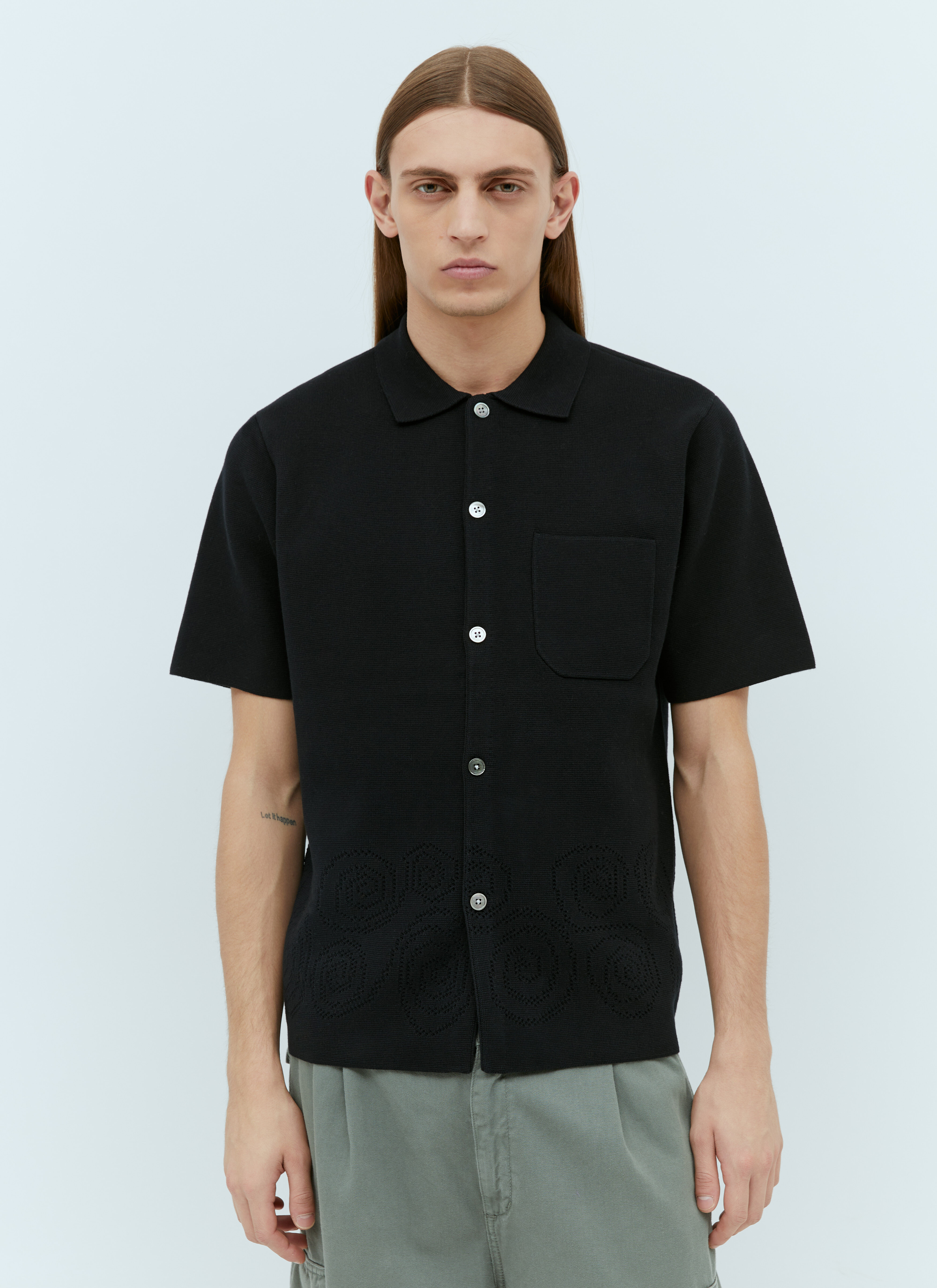 Stüssy Men's Perforated Swirl-Knit Shirt in Black | LN-CC®