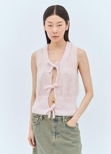 GANNI Mohair Tie String Vest Pink gan0257019