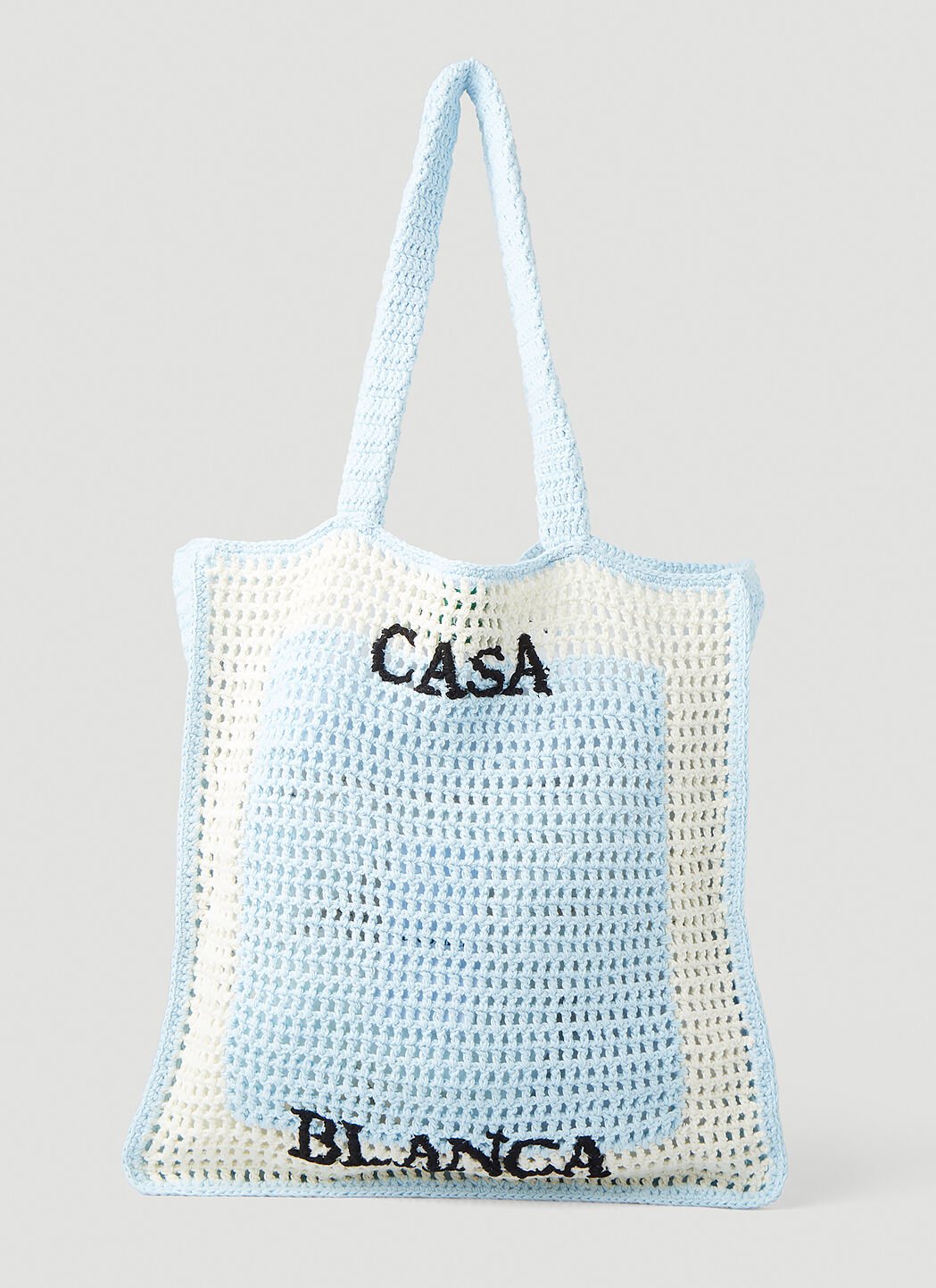 Casablanca crochet cotton tote bag - Blue