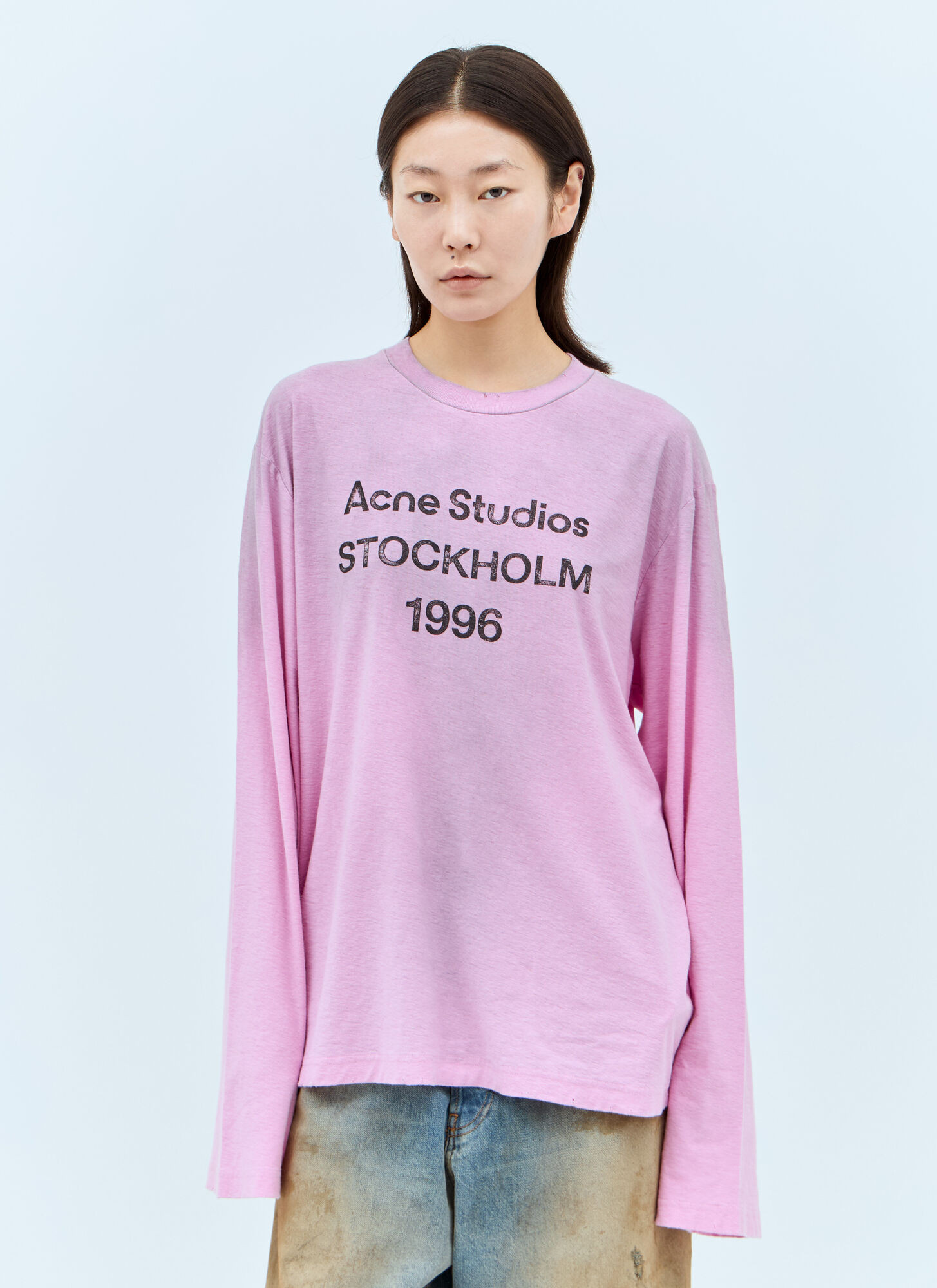 Shop Acne Studios Logo Print T-shirt In Pink