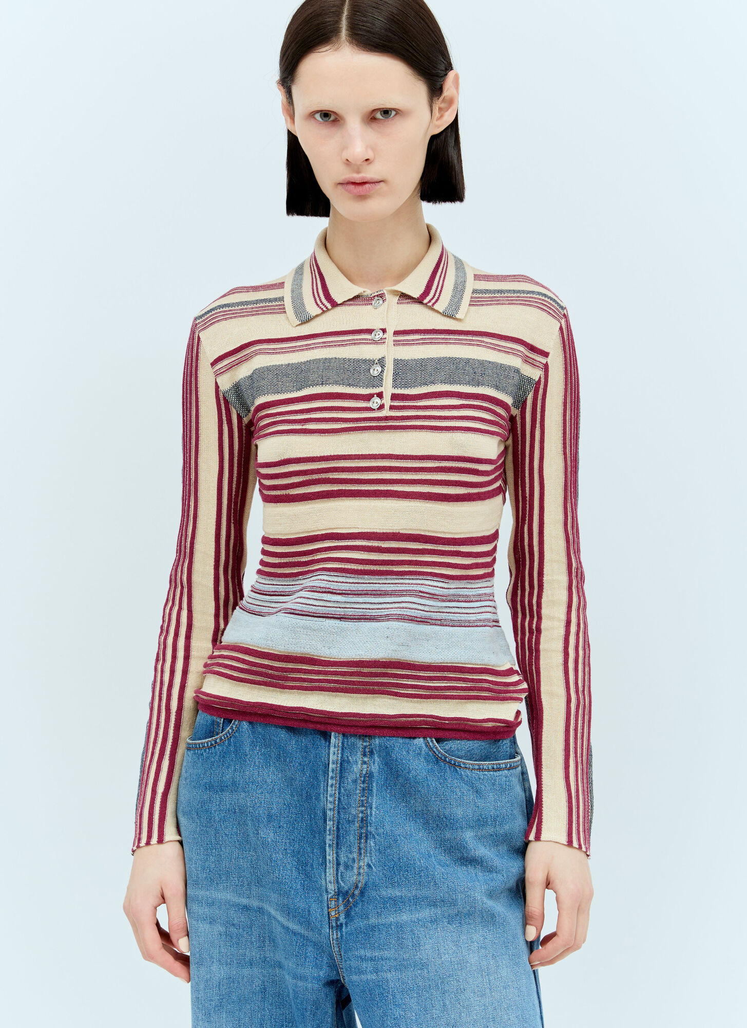 Shop Bottega Veneta Striped Knit Sweater In Multicolour
