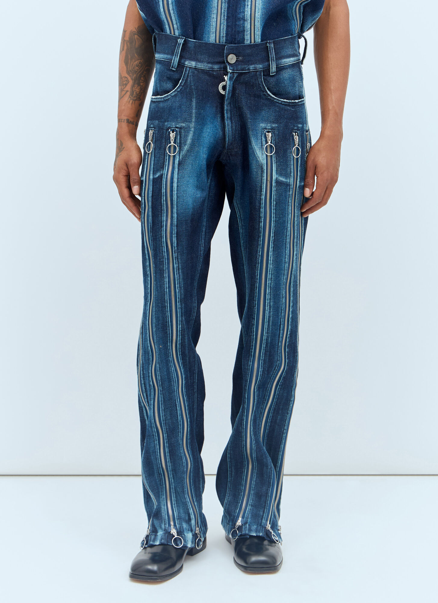 Charlie Constantinou Adjustable-fit Zip Jeans In Blue