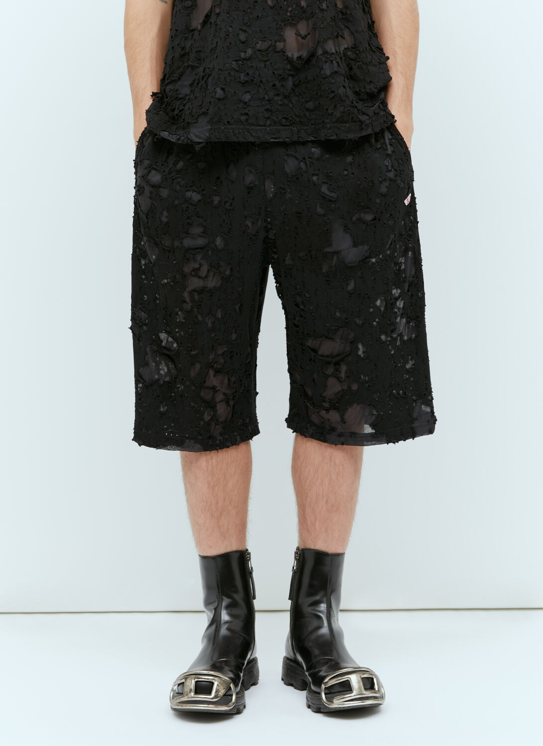 Diesel P-wo-pock Shorts In Black