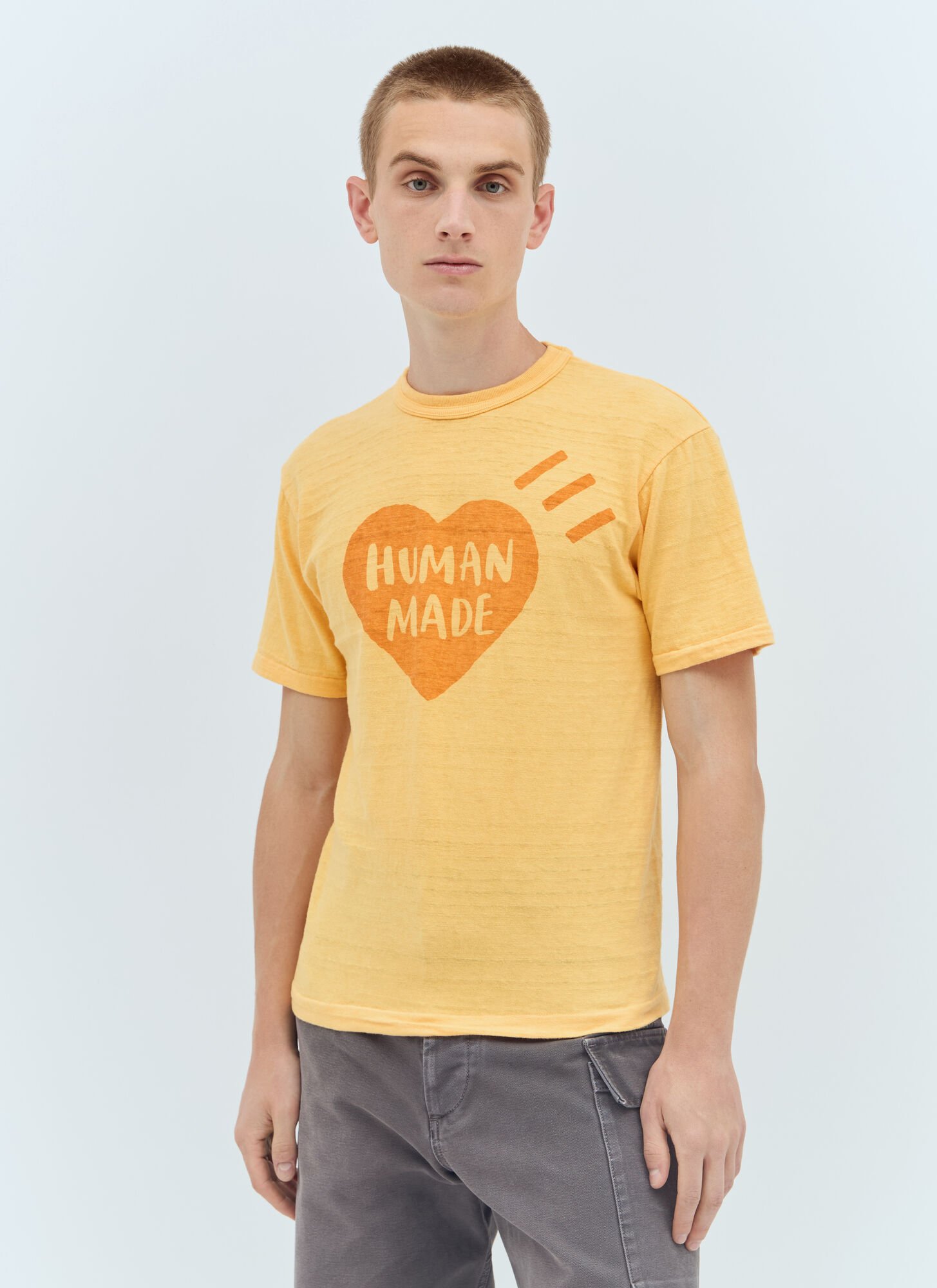 Shop Human Made Logo Print T-shirt In Yellow