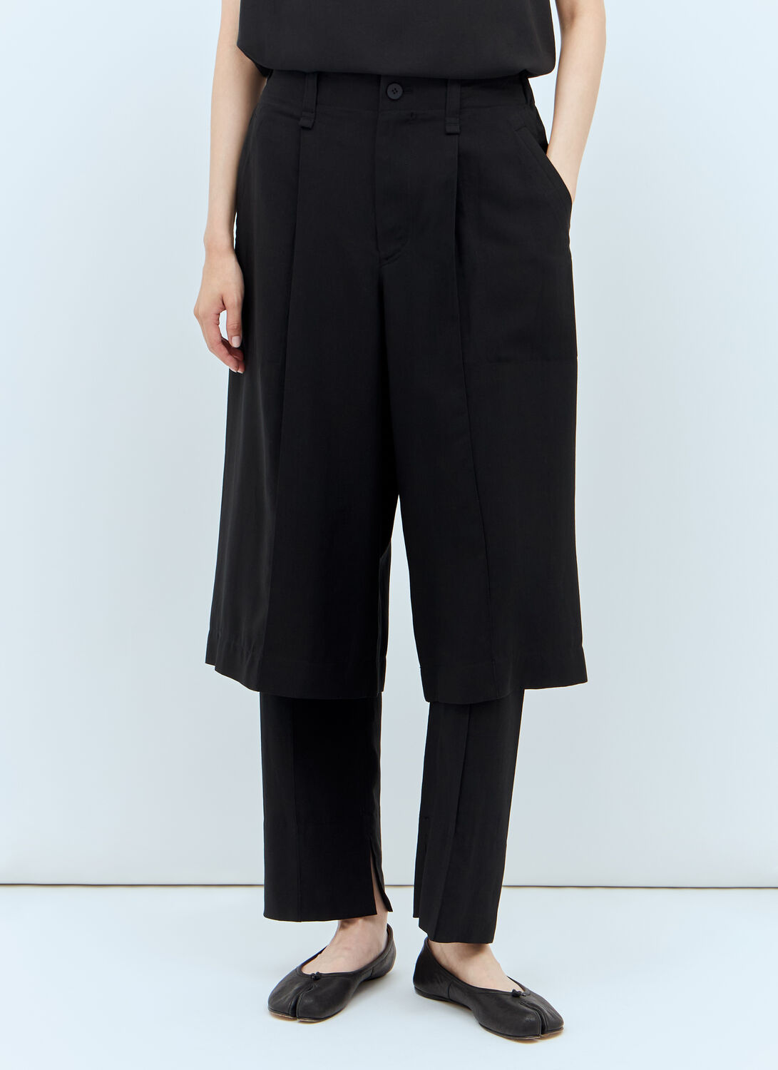 Issey Miyake Two As One Layered Pants In Black