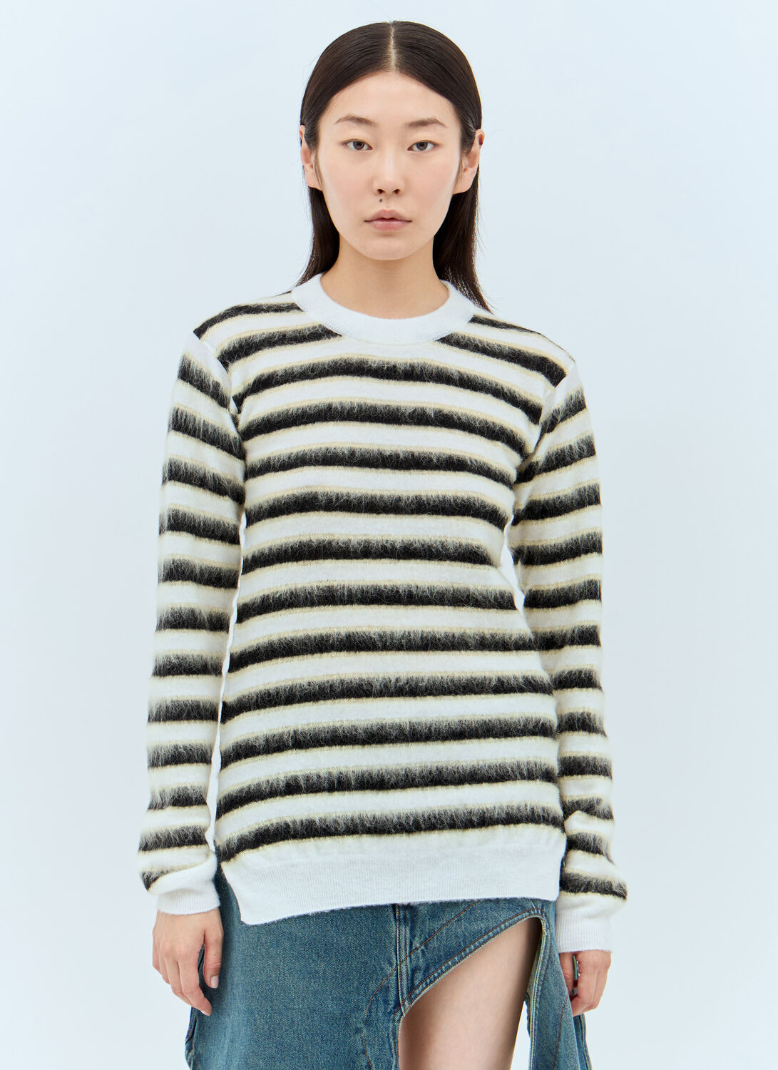 Marni Striped Wool And Mohair-blend Sweater In White